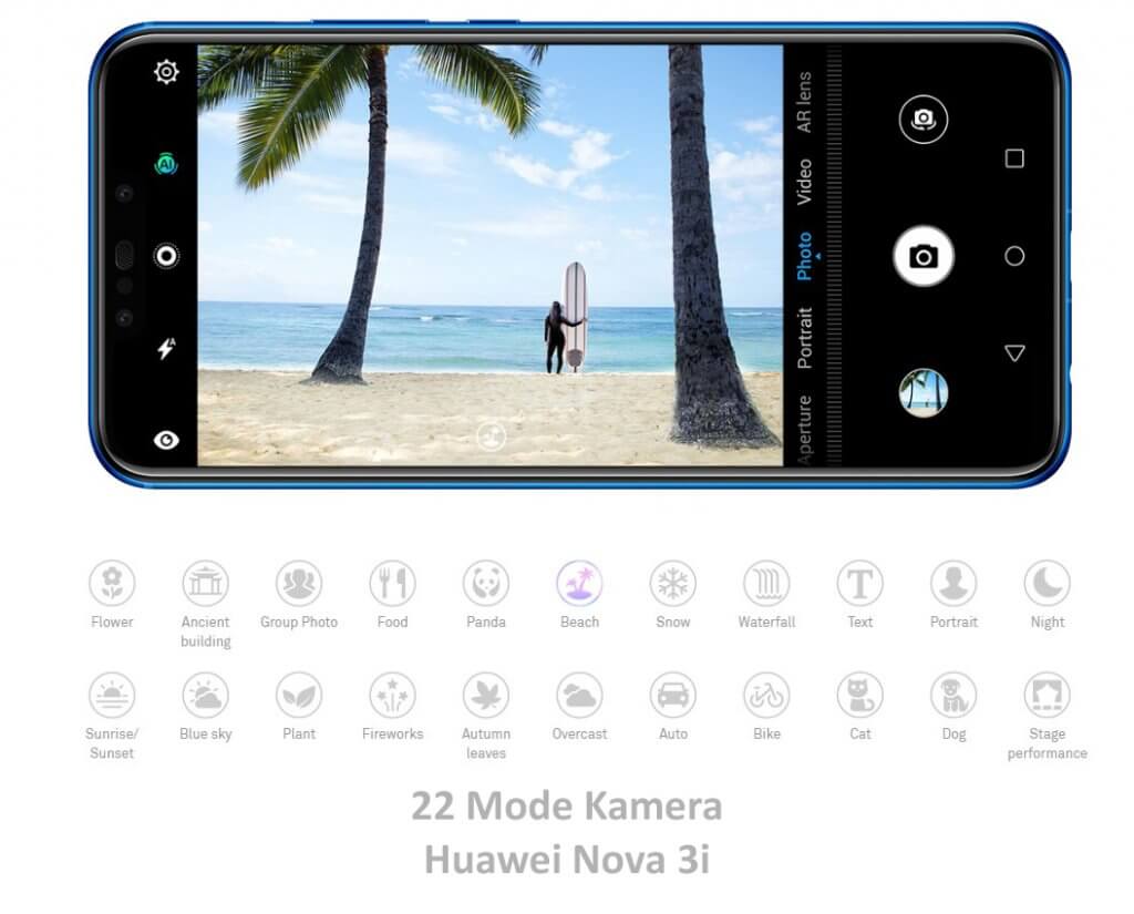 22 Mode Kamera Huawei Nova 3i