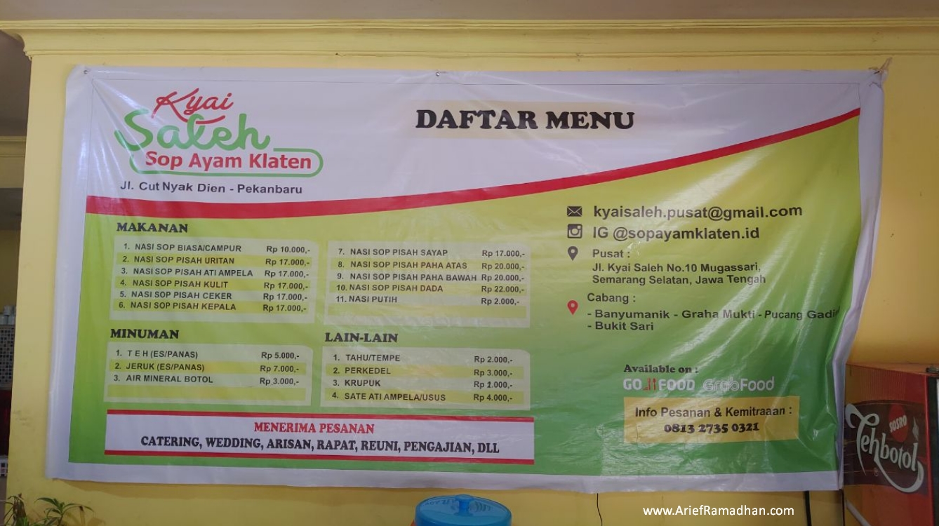 Menu Sop Ayam Klaten Kyai Saleh