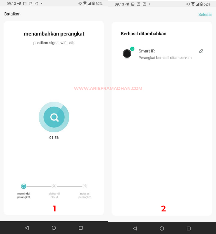 Proses Pairing Bardi Smart IR Remote