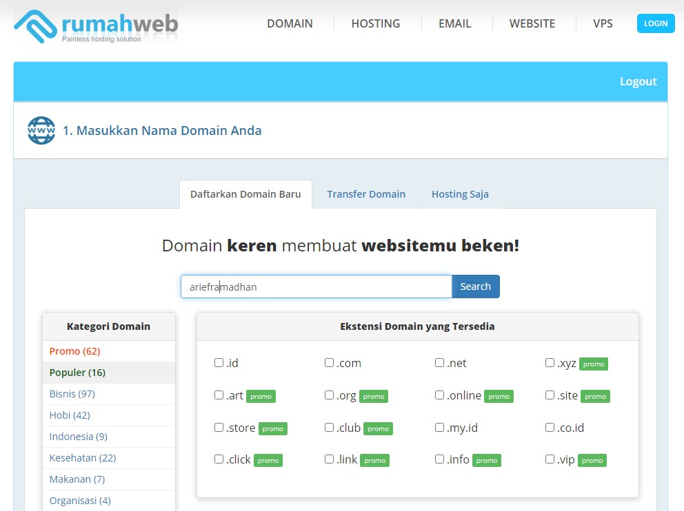 Masukkan Nama Domain