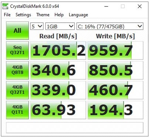 CrystalDiskMark ASUS VivoBook 14 (A416)